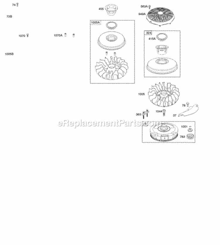 Flywheel Rewind Starter Diagram and Parts List for 31C707-3005-G5  Briggs and Stratton Engine